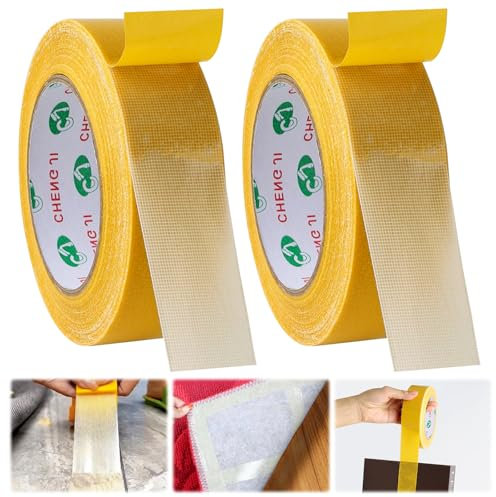 Trukafie 2 Rolls Doppelseitiges Klebeband, 3.5cm x 20m Klebeband Doppelseitig Extra Stark, Double Sided Tape, Teppich Klebeband für Teppich, Foto, Wand, Küche, Zuhause, Schule, Auto oder Outdoor