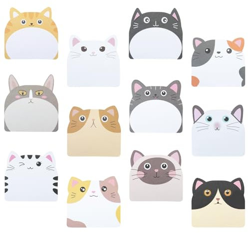 CRITIVE-SHOP 36PCS Haftnotizen Set Cartoon Tier, Haftnotizen Seite Marker Selbstklebend, Niedlich Briefpapier liefert Geformt Memo, Katze Buch Annotation Tabs für Studenten Kinder Haus Büro Schule