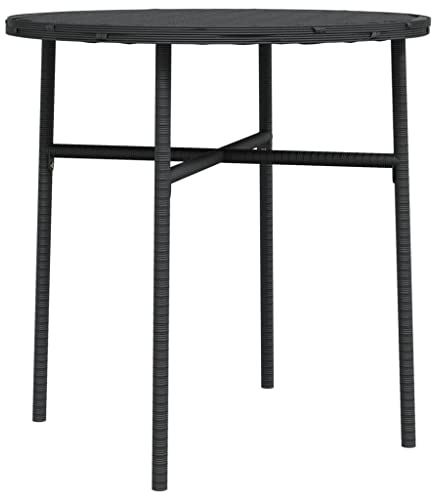 SDWEHO7 Ø 45 cm Polyrattan Beistelltisch Gartentisch Kaffee Tisch Balkontisch Gartenmöbel Kaffeetisch Teetisch Couchtisch Rattantisch, Schwarz