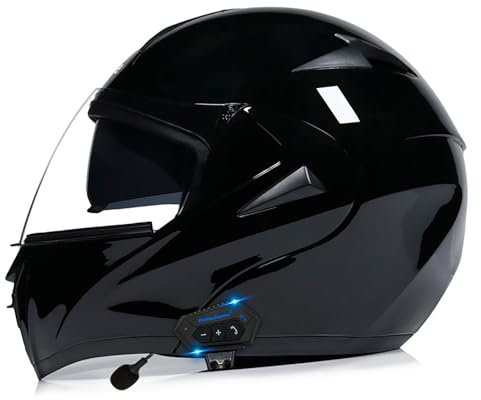 Salagt Casco de Moto Modular Bluetooth Integrado con un Micrófono Incorporado Anti Niebla Visera Doble Adultos Hombres Mujeres Cascos Moto para Adulto ECE Homologado(Color:FF,Size:XL(61-62CM))