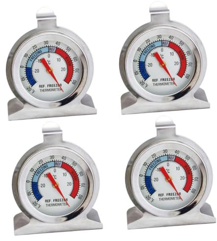 SEWOART Edelstahl Kühlschrankthermometer Für Temperatur 4 Stück Gefrierschrankthermometer Mit Langlebigem Design Für Home Office