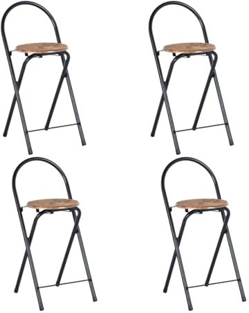 GOKHOMX Barhocker 4er Set Klappbar Barhocker Klappbar mit Rückenlehne und Barstuhl Barhocker Klapphocker Klapphocker Tragbarer Barhocker für Bar Küche Balkon Garten Sitzhöhe 55,5 cm