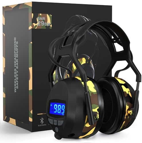 Gardtech Gehörschutz Ohrenschützer mit Bluetooth MP3 Sicherheitsohrschützer mit NRR 29dB Lärmschutzkopfhörer für Männer und Frauen Schutzkopfhörer zum Schießen und Mähen Tarnung