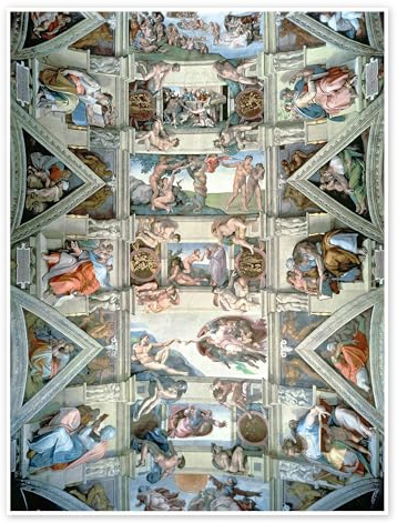 Posterlounge Sixtinische Kapelle – Decke und Lünetten Poster | 90 x 120 cm von Michelangelo Wandbilder Wanddeko