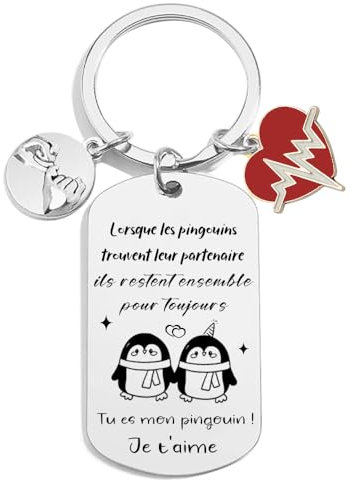 POIUYTRE Porte-clés Couple Idéal pour Petite Amie Petit Ami - Cadeau Saint Valentin pour Femme Homme - En Forme de Cœur pour Partenaire (6)