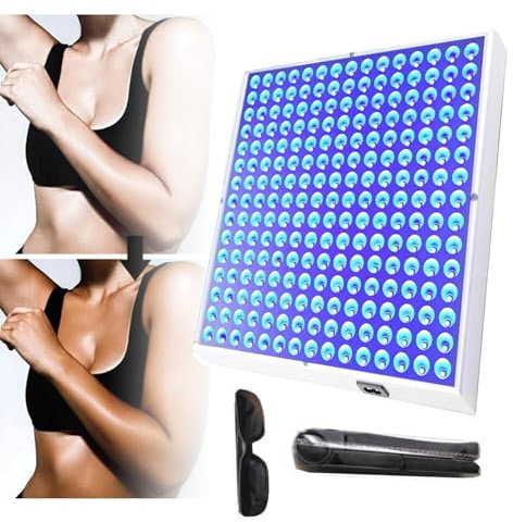 45W Sonnenlampe FüR Zuhause + Augenmaske Und Halterung, 460 Nm Blaulicht-Sonnenlampe FüR Zuhause, Sonnenlampe FüR Gesicht Und KöRper + 225 Leds