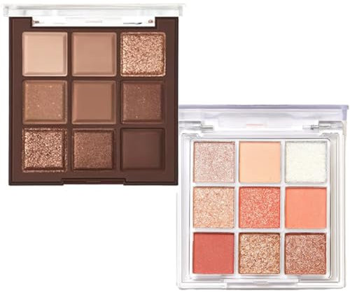FENQURO 2 Pcs Professional Makeup Palette Ombretti Ad Alta Pigmentazione, Texture Setosa, Finish Matte, Brillante e Metallizzato, 18 Colori, Formula Vegana, Ultimate Shadow, Warm Neutrals