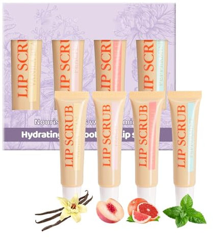 Hogvinnatil Lippenpeeling-Peeling, Lippenpeeling-Peeling - Feuchtigkeitsspendender Lippenpeelingstift,4X Lip Plumper Lippenpeeling-Set, Lippenpflegeprodukte, Lippenfeuchtigkeitscreme-Peeling,