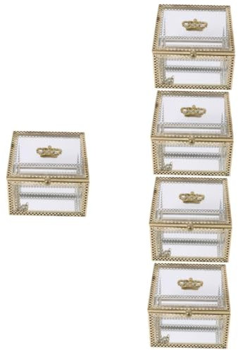 CALLARON 5pièces Boîte à Bijoux Carrée Avec Bordure Dorée Écrin De Rangement Pour Trinkets Bijoux Et Souvenirs Décorative Et Fonctionnelle