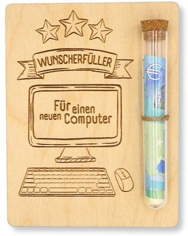 ZUKLA Verpackung für Geldgeschenk Computer Geschenke - 13 x 10 cm - mit Reagenzglas - Spardose Computer Zubehör Geschenk - PC Geschenke