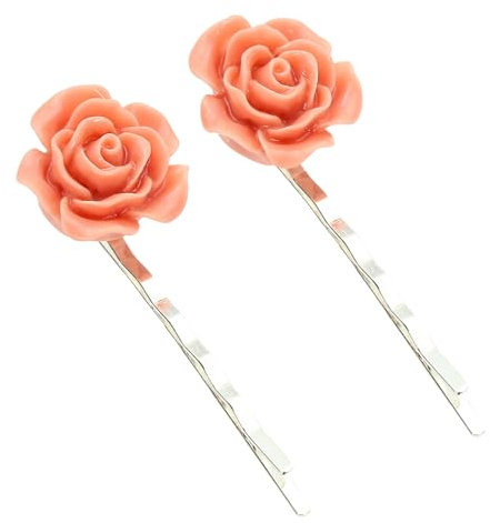 bluebubble ENGLISH ROSE 2 Pcs Solid Colour 22mm Flower Hair Clip Slide Pin on Gift Card (Dusky Pink)