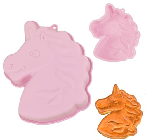Jiounie Einhorn Backform, einhorn kuchenform, Unicorn Baking Mould, 3D Unicorn Kuchenform Silikon, Kindergeburtstag Backform für Kuchen, Schokolade, Pudding & Dessert – Wiederverwendbar (Rosa)