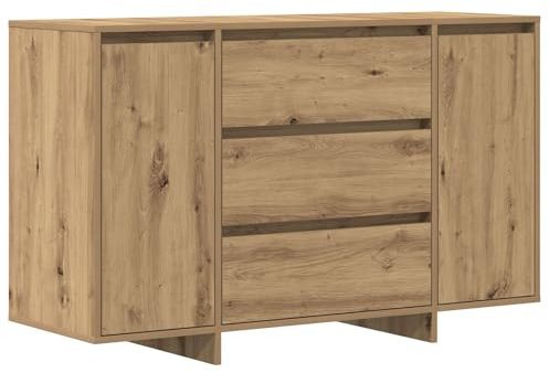 vidaXL artisan oak sideboard - solid oak wood storage cabinet with ample storage and elegant brown matte finish for living & dining rooms - 120x40.5x75 cm
