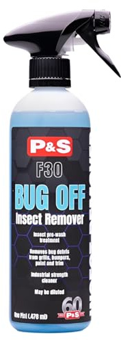P&S Professional Detail Products Bug Off Insect Remover – Industrial-Strength Bug Splatter Cleaner, Safe for Paint, Trim & Grills, Pre-Wash Treatment, Easy Spray & Rinse Formula - 16oz