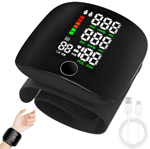 Gobesty Handgelenk Blutdruckmessgerät Digital, Vollautomatisch, Großes LED Display mit 99x2 Lesespeicher, Arrhythmie-Erkennung, Automatische Sprachausgabe, 13,5-20 cm