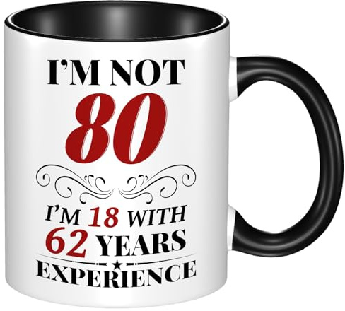 80th Birthday Mug for Women Men, Turning 80 Year Old Birthday Gifts Women Men Mom Dad Wife Husband, Sister, Best Friends, Coworkers, Her, Him, Dishwasher and Microwave friendly, 11oz Coffee Cup