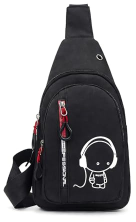 FuYelng Sport Brusttasche Kinder Jungen, Hüfttasche Handy für Junge Mädchen | Brusttasche Klein 29x18x5cm Schwarz Laufgürtel Kinder bauchtasche kinder jungen und Mädchen, für Alltagsgebrauch Reisen