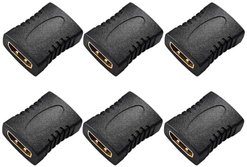 6PCS HDMI Kupplung Buchse auf Buchse, HDMI auf HDMI Adapter Female to Female zum Verbinden und Verlängern von HDMI Kabeln, HDMI Buchse Buchse Verbinder für TV, Monitor, Projektor und Multimedia Geräte