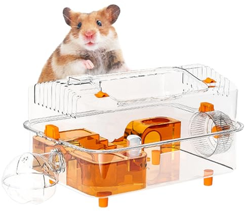 Cage pour Hamster | avec Bouteille d'eau Grands – Château de Hamster Nain, Habitat Animal, pour Lapin syrien, Petits Animaux, Souris, Animal Domestique, intérieur, Dormir, Jouer à Manger