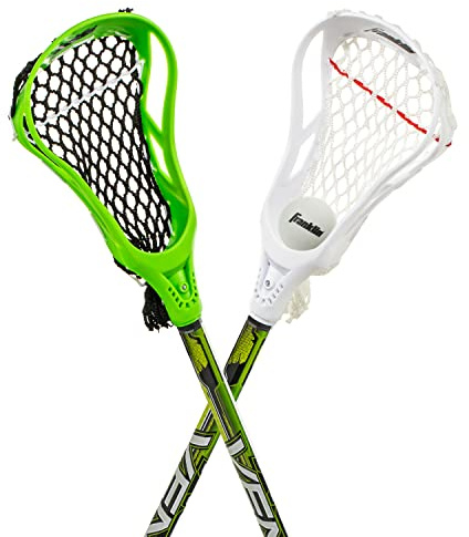 Franklin Sports Future Champs 2 Player Youth Lacrosse Sticks + Ball Set - Kids 32 Inch Beginner Backyard Practice Lax Sticks + Lightweight Soft Lacrosse Ball - Toy Kids Lax Set - Green and White
