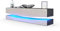 Vladon Lowboard City, Made in Germany, TV-Kommode mit Sockelelement, 1 offenem Fach und 3 Schubkästen, Schwarz Hochglanz/Sandgrau Hochglanz, inkl. LED-Beleuchtung (178 x variabel x 39 cm)