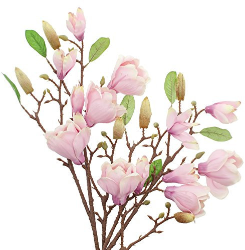 FRANK FLECHTWAREN Kunstblume Magnolie im 2er Set, Kunstplanze, Immergrün, Blumendeko GH 82 cm