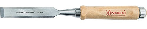 Connex COX861020 Stechbeitel mit Ulmer Heft aus Weißbuche und Chrom-Vanadium-Klinge mit Seitenfase, Breite 20 mm