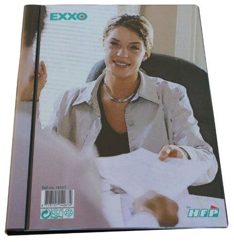 EXXO by HFP 14267 Präsentationsbuch A4 mit Fronttasche, umlaufender Rückentasche und 20 fest eingeschweißten Hüllen, schwarz