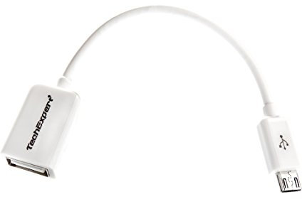 TechExpert Cable USB OTG/Host Adaptateur Blanc Universel pour Smartphones et tablettes avec Port Micro USB OTG (appareils sortis pour la Plupart Avant 2017).