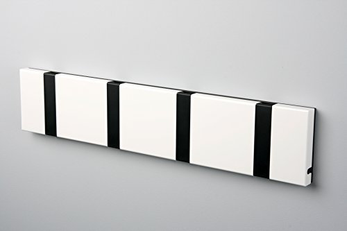 Knax Garderobe Waagerecht Weiss 4 Haken, Schwarz