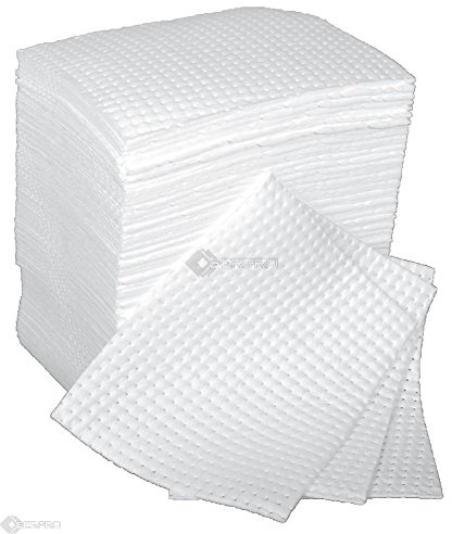 100 x Heavyweight Bonded and Perforated Oil Only Absorbent Pads Poly-wrapped