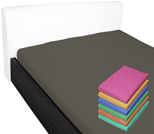 Nurtextil24 Bettlaken 100% Baumwolle 28 Farben und 4 Größen ohne Gummizug Anthrazit 150 x 240 cm