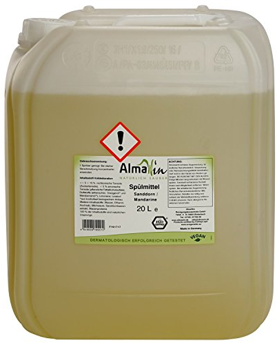 AlmaWin Öko Spülmittel Sanddorn & Mandarine 20l, Konzentrat, Für strahlend sauberes Geschirr, vegan