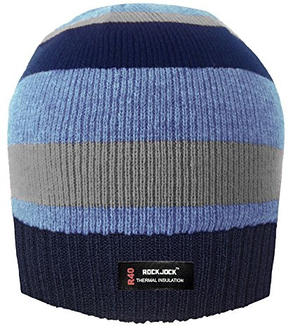 RockJock R40 Boys Knitted Striped Winter Beanie HAT with R40 Advanced Thermal Insulation