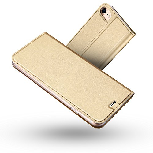 RADOO iPhone 8 Hülle,iPhone 7 Hülle, Premium PU Leder Handyhülle Brieftasche-Stil Magnetisch Klapphülle Etui Brieftasche Hülle Schutzhülle Tasche für Apple iPhone 7/ iPhone 8 4.7 Zoll (Gold)