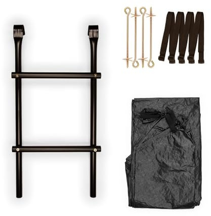 TP Toys - 8ft Trampoline Accessory Kit - Includes Premium Powder Coated Steel Ladder, Heavy-Duty PVC Tailored Cover With Drainage Holes, and Metal Anchor Down Kit. Trampoline Ground Kit, 6 Years+