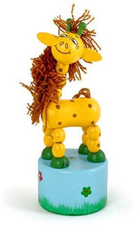 Small Foot 11134 Drückfigur Giraffe aus Holz, FSC 100%-Zertifiziert, Mitgebsel Spielzeug, Mehrfarbig