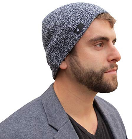 Grace Folly Beanie Strickmütze atmungsaktive Mütze Käppchen für Herren oder Frauen mit kostenlosem Schlüsselanhänger (Black Heather)