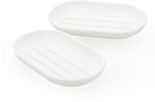 Viewnub Lot de 2 porte-savon en plastique Blanc