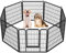 Yaheetech Parc pour Chien 8 Panneaux Parc Chiens 80 x 80 cm Enclos Chien Chiot Lapin Petit Cochon Interieur Cage pour Chiots en Metal Laqué Exterieur avec Porte