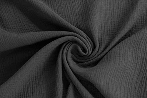 50x130cm Musselin Stoff uni Oeko-Tex zertifiziert Meterware Mulltuch Baumwolle, Farbe:anthrazit