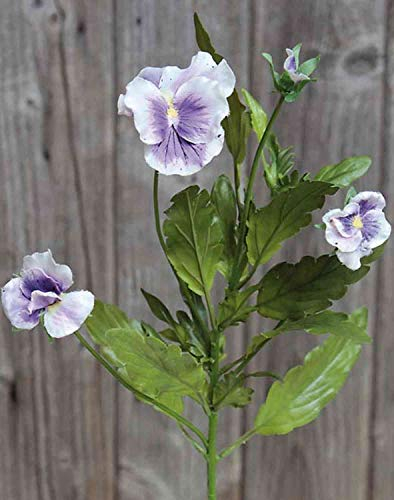 artplants.de Künstliches Stiefmütterchen SILANA, weiß-violett, 30cm - Hornveilchen Deko/Kunstblume Stiefmütterchen