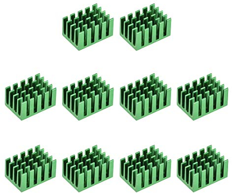 sourcing map 10Stk. Kreuzförmig Kerbe Kühlkörper für MOS GPU IC Chip Grün 20 x 14 x 11 mm