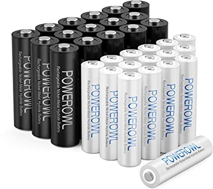POWEROWL Akkus -16X AA Akku 2800mAh + 16X AAA Akku 1000mAh 32 Stück 1,2v NI-MH Wiederaufladbare AA AAA Batterien