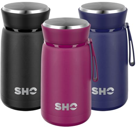 SHO Food Flask - Vacuum Insulated, Double Walled Stainless Steel Food Flask & Food Container - 10 Hours Hot & 20 Hours Cold - 530ml 800ml - BPA Free (Very Berry, 800ml)