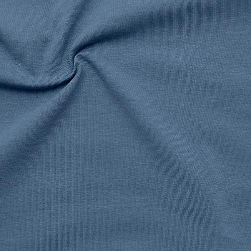 STOFFKONTOR Baumwoll Stretch Jersey Stoff - Öko-Tex Standard - Meterware, Tauben-Blau - zum Nähen von Kleidern, Röcken, Shirts uvm.