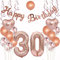 Geburtstagsdeko 30 Rosegold - Luftballons und Dekoration für 30. Geburtstag - Set für Mädchen und Frau
