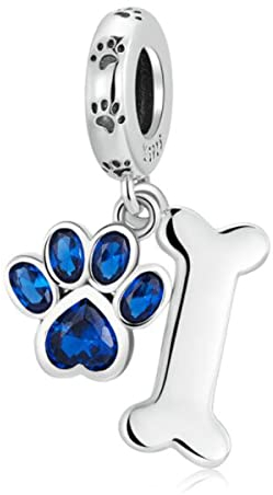 MEETCCY Breloque chat et chien en argent sterling 925 en forme de cœur rose en cristal pour bracelet, Cristal, Cristal