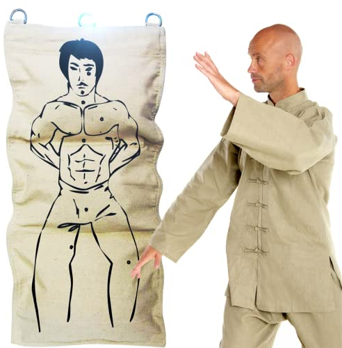 Senshi Japan Bolsa de pared XXL Wing Chun: desarrolla un poder devastador, lona resistente para un rendimiento duradero, opciones versátiles para colgar, peso personalizable para un entrenamiento