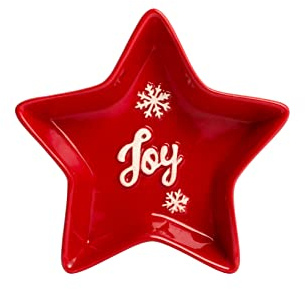 H&H Natale Set 6 Piatti Stella, Ceramica, 13cm